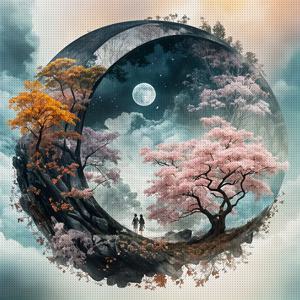 TEMU JOZYSH 1 세트 40X40Cm-15.7X15.7인치/50X50Cm-19.7X19.7인치 액자 없음 11CT/14CT 프린트된 패브릭 십자수 키트, 달 모양 특징, 편안한 자수 경험을 찾는 성인 초보자에게 적합, 프린트된 패브릭, 바늘, 실 포함