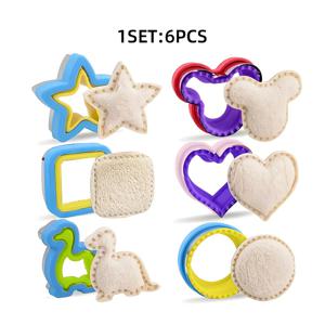 TEMU 6개 샌드위치 모양 - 하트 공룡 사각형 별 둥근 곰 베이킹 모양 - 샌드위치 커터 밀봉기 - 다양한 모양의 모양 - 가정용 식품 산업에 적합 - 주방 도구 주방 필수품
