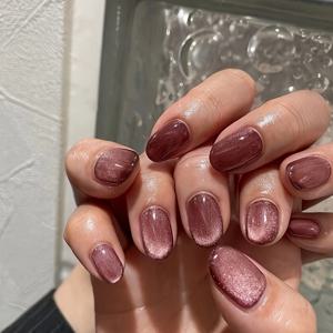 TEMU 24개입 로즈 레드 오벌 캣아이 네일팁, 다양한 댄스 파티와 행사에 적합