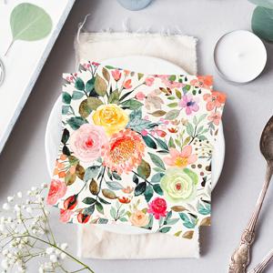 TEMU 20/40/60개입, 봄 색상 장미 플로럴 냅킨, 6.5*6.5인치 종이 냅킨, 웨딩, 생일, 발렌타인데이, 부활절, 바 파티 기념 행사용, 2겹 장식 데코파주 나이프