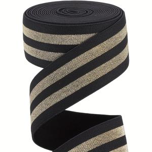 TEMU 5야드 검정색 플랫 스트레치 웨빙, 1.57