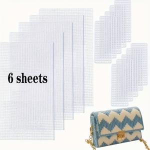 TEMU 12개/6개 화이트 플라스틱 메쉬 캔버스, 지갑 제작용 크래프트 디자인 템플릿, 지갑 바닥 패드, 자수 뜨개질 실 핸드 도구, 비닐 라인 위빙 프로젝트 니팅 템플릿, DIY 지갑 만들기
