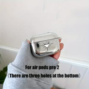 TEMU 에어팟용 깨진 하트 에지스틱 케이스, 실버 컬러, 에어팟 1 2 3 프로 2세대 전용 독특한 브로큰 하트 디자인 이어폰 케이스, 여성 청소년을 위한 생일 선물 트렌디한 아이템