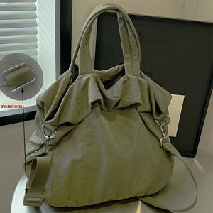 TEMU 퍼펙트 릴리 여성용 경량 나일론 토트백 - 조절 가능한 스트랩 & 잠금장치, 대용량 핸드백, 여행 및 쇼핑에 적합 - 한국 스타일 솔리드 컬러 핸드헬드 크로스바디 백