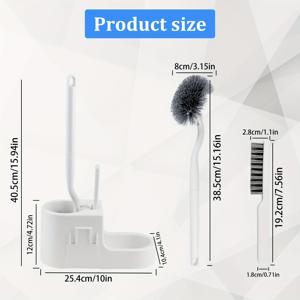 TEMU 1세트 간단한 화이트 변기 청소 브러시 세트와 보관 선반, 벽걸이 욕실 변기 브러시 및 브라켓 세트, 데드 코너 없는 청소 브러시, 가정용 청소 도구