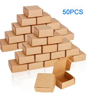 TEMU 그녀/그를 위한 선물 50개입 미니 카드보드 상자, 사각 크래프트 종이 소형 선물 상자, 화이트, 블랙, 브라운 주얼리 박스, 소형 주얼리 선물 상자