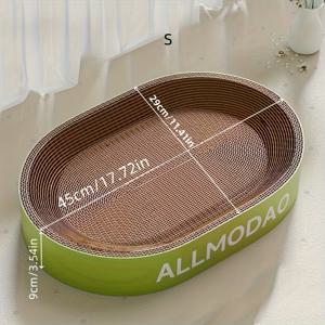 TEMU 고양이 스크래쳐 보드와 침대 통합형 발톱 갈기 오벌 골판지 사계절용 털 빠짐 방지 고양이 용품