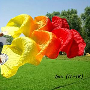 TEMU 그라데이션 댄스 팬 세트 (좌우 손용) 2개입 - 접이식 디자인, 공연 및 연습, 벨리댄스, 민속춤, 무대공연에 적합