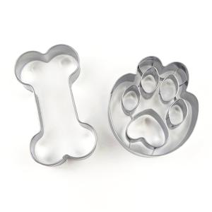 TEMU -등급 스테인리스 스틸 쿠키 커터, 2개 강아지 발바닥 및 뼈 모양 몰드, 쿠키 베이킹 및 애완 동물 간식 제작용
