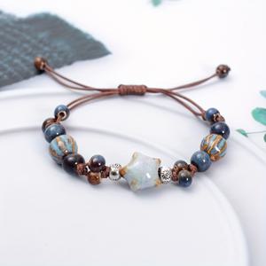 TEMU 여성용 플라워 글레이즈 세라믹 컬러풀 브레이슬릿 빈티지 아트 비드 락커리스트 밴드