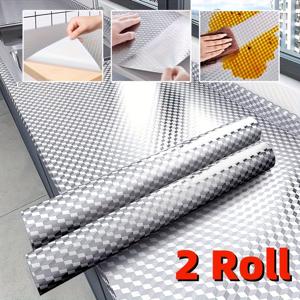 TEMU 주방용 자체 접착 알루미늄 호일 스티커 2롤, 고온 저항, 방수, 접촉 용지, 간편한 청소 및 절단, 캐비닛, 스토브 및 조리대에 적합|스티커|시트지