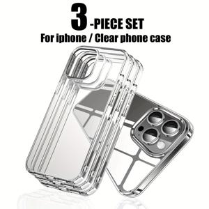 TEMU 폰 케이스: 3개 세트/고품질 낙하방지 TPU 투명 폰 케이스, 아이폰 투명 폰 케이스 16/15/14/13/12/11/16 Pro/16 Pro Max/16 Plus/X/Xs/Xs Max 폰 백 케이스, 부드러운 투명 충격방지 폰 백 쉘 보호 케이스