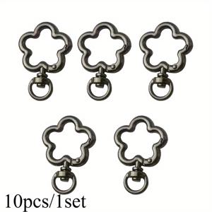 TEMU 1세트/10개 합금 꽃 스프링 링 클립, Torx 스프링 버클, 회전 트리거 스냅 후크, 가방 클립용 개방형 키, 강아지 체인 후크, 가방 및 자동차용 범용 메탈 루프