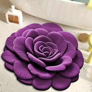 TEMU 1개, 3D 시각 효과 꽃 모양 바닥 매트, 미끄럼 방지 욕실 바닥 매트, 부드러운 규조토 흡수성 바닥 매트, 세탁 가능한 매트, 화장실, 목욕탕, 침실, 욕조 발판, 샤워 매트에 적합|발매트|욕조