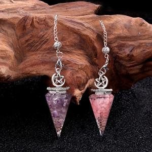 TEMU 2개 세트 로즈 쿼츠와 자수정 라마단 장식 6면 오르곤 스타 문 펜듈럼, 천연 칩과 레진 펜듈럼, 가을 자수정 드롭 해머, 컷 오르고나이트 육각형 레진 펜듈럼, 시작 축제 선물