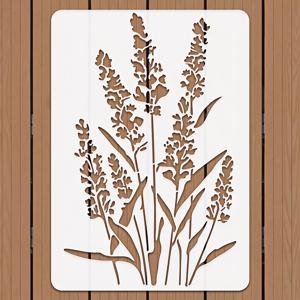 TEMU 재사용 가능한 라벤더 스텐실 11.7x8.3 인치 - DIY 공예, 그림, 타일, 직물, 바닥, 벽 및 가정 장식용 우아한 꽃 디자인 - 쉬운 청소 PET 재질 템플릿, 공예 스텐실, 장식 패턴, 다용도 사용, 예술 템플릿, 쉬운 청소 재질