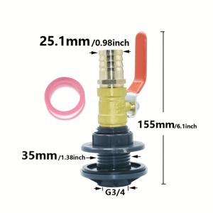 TEMU 25mm 호스 IBC 물탱크 어댑터, 25mm DN20 황동 호스 바브 커넥터 나사산 연결 부속품, 야외 빗물 수집 버킷 교체 밸브 액세서리