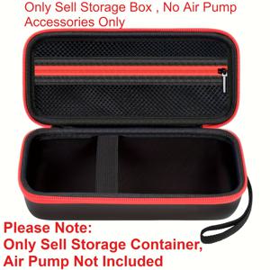 TEMU 휴대용 차량용 에어 펌프 보관 케이스, 내구성 좋은 EVA 소재, 충격 방지, 메시 포켓, 안전한 지퍼 잠금, 레드 트림, 옥스포드 원단, 디지털 차량용 추가 장치 정리함, 범용, 편리한 차량용 수납 가방