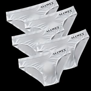 TEMU 남성용 아이스 슬리키 섬유 고탄력 로우라이즈 브리프 & 샤인 쇼츠 5개 세트, 반투명 레이어드 패널 (부피 없음) - 편안하고 통기성 좋은 헬스, 스포츠 & 캐주얼 웨어 - 솔리드 컬러 레터링 로우로드 팬티 - 세탁기 사용 가능|남자반바지|남성반바지