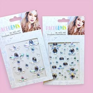 TEMU 2개 세트 대형 합성 보석 스타일 눈썹 라인스톤, 이스터 댄스 파티 반짝이는 얼굴 주얼리 아이 메이크업 얼굴 스티커, 나비 라인스톤 무대 스티커