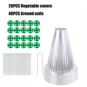TEMU 10/20/30개 조절 가능한 회전 통풍구가 있는 투명 벨 커버 재사용 가능한 식물 보호용 가든 클로쉬 + 20/40/60개 지면 스테이크 포함, 동물, 새, 닭으로부터 정원 보호