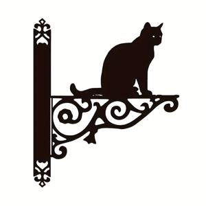 TEMU 고양이 앉는 장식용 걸이 랙 - 블랙 색상의 현대적인 벽걸이 바구니 홀더, 결혼식, 부활절 및 기타 특별한 날에 적합, 철제 재질
