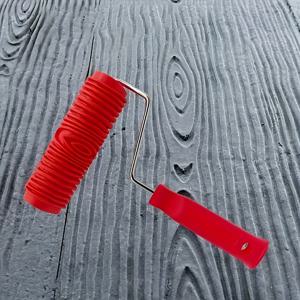 TEMU 1pc DIY 목재 조직 벽 코팅 도구 - 내구성이 뛰어난 플라스틱/폴리에스터, 빨간 손잡이, 가정 장식 및 텍스처 페인트 프로젝트에 이상적, 목재 조직 디자인, 목재 조직 텍스처, 가정 장식 도구 | 목재 조직 효과 도구 | 텍스처 코팅 효과, 목재 조직 페인트 롤러