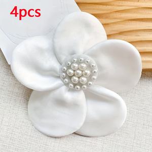 TEMU 4개 패브릭 플로럴 장식 세트, 인조 진주 꽃 코사주 패브릭 조각, 플로럴 패치, 주얼리 장식, 재봉 및 장식에 이상적, 의류, 모자 장식, 헤어핀 주얼리 장식에 적합