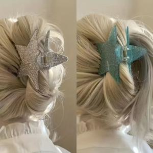 TEMU 여성 외출, 행사, 파티, 또는 휴일 선물용으로 적합한 창의적이고 다재다능한 간편한 스위트 스파클링 별 헤어 클립 2개입