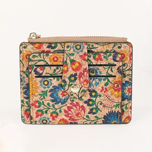 TEMU 여성용 가벼운 코르크 지갑, 카드 슬롯 10개 및 지퍼가 특징이며, 동전 및 카드를 위한 빈티지하고 우아한 소형 지갑