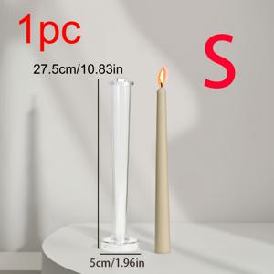 TEMU 1-2개 테이퍼 캔들 몰드 대두 왁스 아크릴 기둥 모양 플라스틱 캔들 스틱 홀더 교회용 캔들 몰드 핸드메이드 아로마테라피 캔들 만들기 키트 DIY 웨딩 장식 크리스마스 파티 데코 DIY 애호가 용품