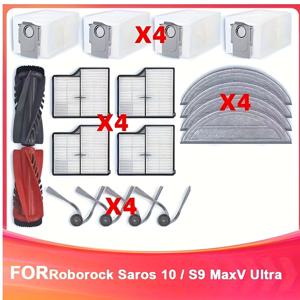TEMU Roborock Saros 10 S9 Maxv 울트라용 스페어 부품/메인 사이드 브러시 HEPA 필터/모프 천/먼지백