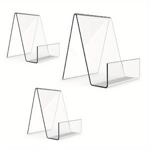TEMU 3개 세트 아크릴 투명 북스탠드, 다용도 책/메뉴/잡지 디스플레이 홀더, 내구성 있는 PMMA 소재, 투명 북엔드 & 스탠드