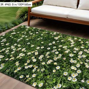 TEMU 소프트 벨벳 + 도트 플러시 바닥 + 800G 모던 꽃무늬 매트, 파티오/정원/캠핑/발코니용, 세탁기 사용 가능|캠핑매트