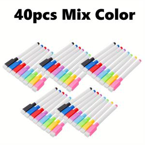 TEMU 40개 자석식 화이트보드 마커 - 미세한 팁, 8가지 생생한 색상 및 지우개 캡 포함, 교사용, 교실/사무실/가정용, 냉장고 & 달력 호환 가능, 내구성 있는 팁, 다용도 캡