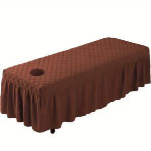 TEMU 얼굴 구멍이 있는 부드러운 패딩 마사지 테이블 커버 & 미끄럼 방지 베이스 - 스파 침대 시트와 스커트, 전문 살롱 및 가정용, 대부분의 마사지 테이블과 호환 가능