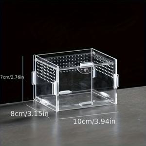 TEMU 고투명 내구성 누수방지 아크릴 유리 용기, 달팽이와 거미에 적합 - 세척 쉬움, 통기성 디자인, 애완동물 관리 및 관찰용, 직사각형