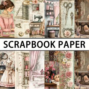 TEMU 12개 세트 재봉틀 스크랩북 종이 패드, 5.9*5.9인치 빈티지 스크랩북 종이, DIY 스크랩북, 수제 카드, 완벽한 포장, DIY 공예용품, 사진 앨범 장식용 종이