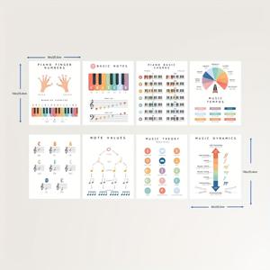 TEMU 피아노 기본 포스터 8종 세트 - 초보자를 위한 피아노 가이드, 기초 음표 및 준비 연습 - 액자 없는 아트 프린트 20.32x25.4cm 홈, 오피스, 교실 장식 | 실내 벽 장식, 음악 방 필수품, 휴가 & 개학 시즌 선물, 졸업 시즌 선물 2D/플랫, 방 꾸미기에 완벽한 디자인