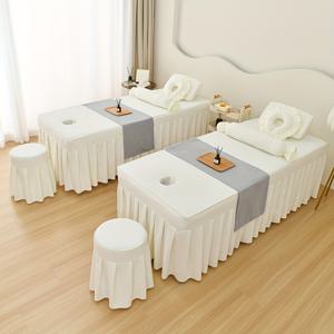 TEMU 3개 스파 마사지 침대 세트 (미용실용), 두껍고 부드러움 | 털 빠짐 없음, 전년 전월에 모든 시간에 치료소에서 피부 관리에 적합, 구멍이 있는 침대 커버 세트 (침대 커버 + 베갯잇 + 스툴 커버) - 침대 커버, 베갯잇, 스툴 커버 포함|베개커버