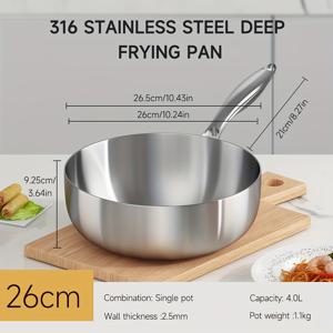 TEMU 18/10 삼중 스테인리스 스틸 프라이팬 (뚜껑 포함), 모든 조리기구 호환, 최대 660도 오븐 사용 가능, 식기세척기 안전