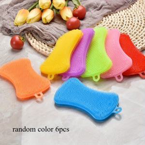 TEMU 3개/6개 실리콘 설거지 브러쉬, 비누 세척, 설거지 브러쉬, 주방 식기, 접시 및 냄비 브러쉬, 수세미 패드 세척 브러쉬