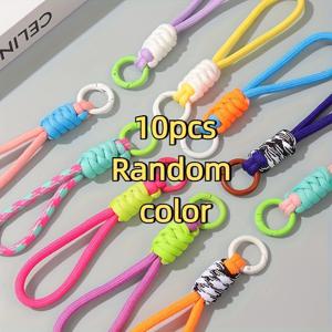 TEMU 스타일리시 랜야드 10종 멀티컬러 나일론 물병 스트랩 | 휴대폰, 컵, 이어폰 케이스, 가방용 내구성 있는 액세서리 - 귀여운 짧은 땋은 손잡이 스트랩, 학교 용품, 백투스쿨