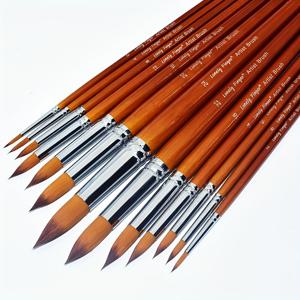 TEMU 13개 세트의 긴 손잡이와 라운드 형태의 대형 페인트 브러시 세트, 나일론 털이 장착되어 전문가 및 예술가용으로, 아크릴 워터 컬러 오일 페인팅용