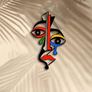 TEMU 2D 평면, 1개 피카소 영감 아크릴 벽 조형물 - 컬러풀 추상 입체주의 얼굴 특징, 생동감 넘치는 거실, 침실, 사무실 홈 데코 - 집들이 선물, 결혼 선물, 휴일 선물로 완벽