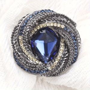 TEMU Gala - 디너 파티 브로치 – 정장 행사, 격식 있는 연회, 고급 결혼식용. 벨벳 가운, 랩 드레스, 클러치백과 잘 어울림. 블루 젬, 블랙 라인스톤, 핑크 라인스톤, 실버 톤 메탈로 엣지있는 화려함 추가