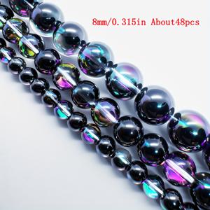 TEMU 오로라 블랙 퍼플 아크릴 라운드 비즈 4/6/8mm 세 가지 사이즈 | 100/62/48개 옵션 제공 | 새틴 & 폴리쉬 마감 DIY 주얼리 만들기 | 폰 스트랩, 목걸이, 팔찌용 | 공예 비즈 공급 | 페스티벌 장식 액세서리 (도매)