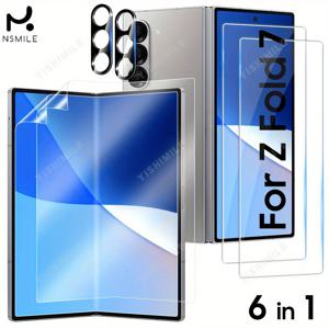 TEMU 2개 소프트 TPU 필름, 2개 전면 강화 유리 보호필름, 2개 카메라 렌즈 보호필름 - HD 클리어, 케이스 호환 가능, 삼성 갤럭시 Z 폴드 7용