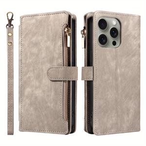 TEMU 휴대폰 케이스 - S25Edge, S25Ultra, S24, S23, S22, S21, S20, S9, S8 Ultra Plus FE, Note20Ultra, Note10용 마그네틱 플랩 지퍼 인조 가죽 휴대폰 케이스 (미러링 방지, 낙하 방지, 지갑 스탠드 기능 포함)|지갑|S21케이스|S22케이스