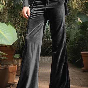 TEMU 남성용 플레어 벨 바텀 바지 | 앞면 포켓이 있는 편안한 비즈니스 슈트 바지, 레귤러 핏, 솔리드 컬러 옐로우 브라운, 올 시즌용 원단|패션